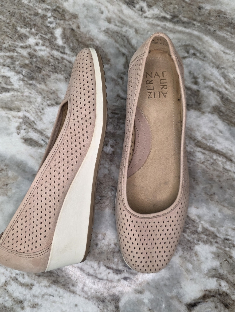 Naturalizer Betina 2 Laser Cut Wedge Pumps - Beige Women's Size 7.5M